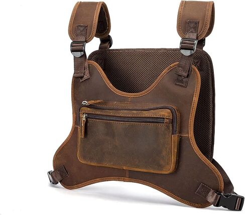 Thick Crazy horse Leather Triangle Crossbody Sling Chest Bag Travel One Shoulder Bag Daypack For Men Male 3028 in Saudi Arabia