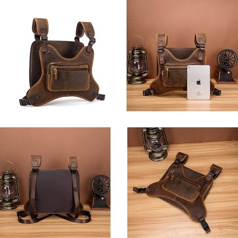 Thick Crazy horse Leather Triangle Crossbody Sling Chest Bag Travel One Shoulder Bag Daypack For Men Male 3028 in Saudi Arabia