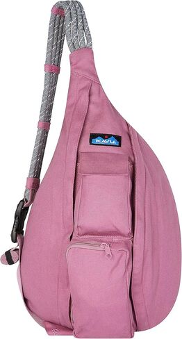 حقيبة حبل أصلية من KAVU، حقيبة كروس من القماش القطني للسفر | قماش قطني 100% بوزن 12oz، ظهر مبطن وتطريز KAVU | حزام حبل 22-44 بوصة، 4 جيوب، 10 لتر | المشي لمسافات طويلة والسفر والحمل اليومي in Kuwait