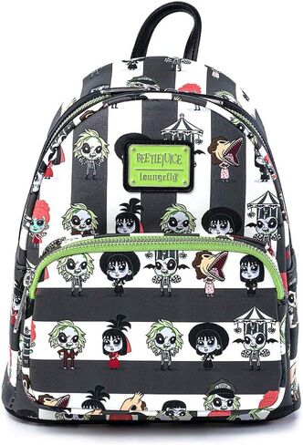 Loungefly Beetlejuice Chibi All Over Print Womens Double Strap Shoulder Bag Purse in Saudi Arabia