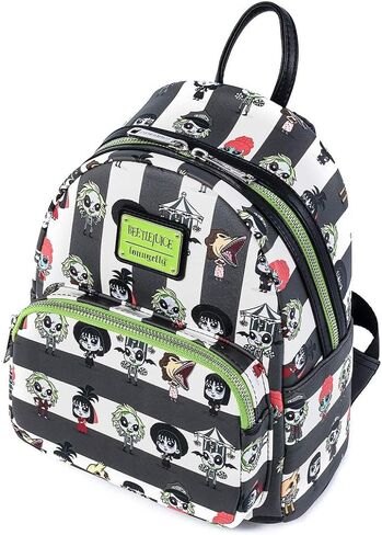 Loungefly Beetlejuice Chibi All Over Print Womens Double Strap Shoulder Bag Purse in Saudi Arabia