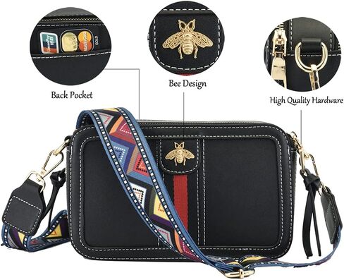 محفظة Beatfull Designer Bee Crossbody للنساء من جلد البولي يوريثان حقيبة كتف كاميرا Clucth in Kuwait