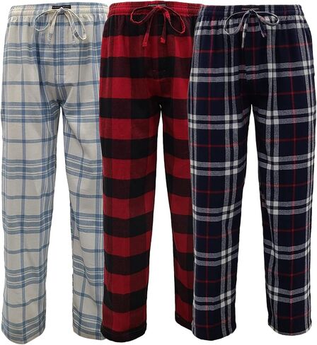 Andrew Scott Men's 3 Pack Cotton Flannel Fleece Brush Pajama Sleep & Lounge Pants in Saudi Arabia