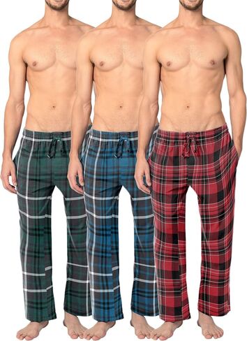 Andrew Scott Men's 3 Pack Cotton Flannel Fleece Brush Pajama Sleep & Lounge Pants in Saudi Arabia
