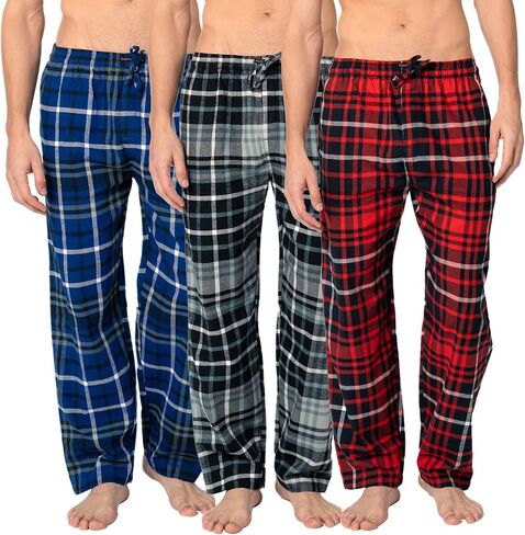 Andrew Scott Men's 3 Pack Cotton Flannel Fleece Brush Pajama Sleep & Lounge Pants in Saudi Arabia
