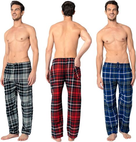 Andrew Scott Men's 3 Pack Cotton Flannel Fleece Brush Pajama Sleep & Lounge Pants in Saudi Arabia