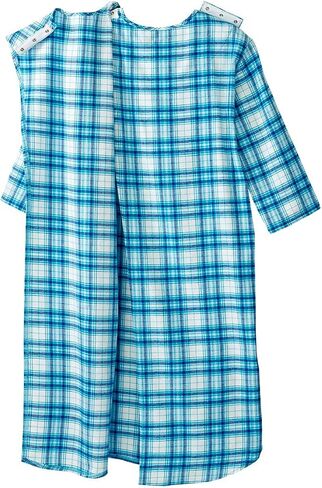 Men’s Open Back Adaptive Flannel Nightgown for Seniors - Back Snap Nightgowns with Dome Closure in Kuwait