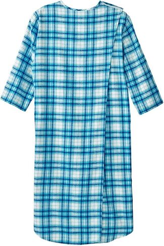 Men’s Open Back Adaptive Flannel Nightgown for Seniors - Back Snap Nightgowns with Dome Closure in Kuwait