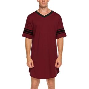 Ekouaer Men's Nightshirt Comfy Nightwear Big&Tall V Neck Short Sleeve Soft Loose Pajama Sleep Shirt in Saudi Arabia