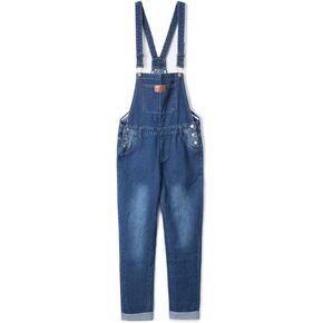 AvaCostume Women's Adjustable Strap Ripped Denim Overalls