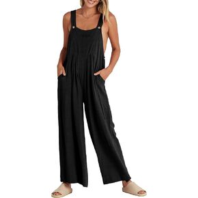 ANRABESS Women's Overalls Jumpsuit Casual Loose Sleeveless Adjustable Straps Bib Wide Leg Outfits with Pockets in Saudi Arabia
