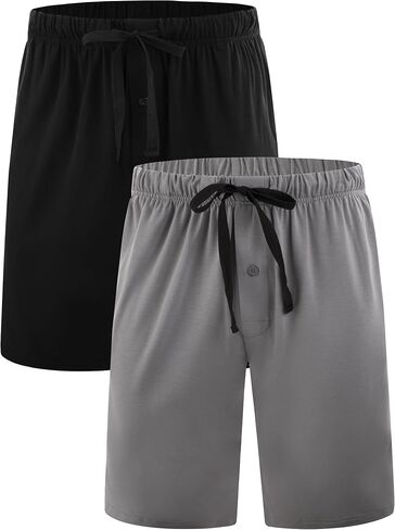 BAMBOO COOL Men’s Pajama Shorts Soft Bamboo Viscose Sleep Shorts Comfy Lounge Pajama Bottoms with Pockets in Kuwait