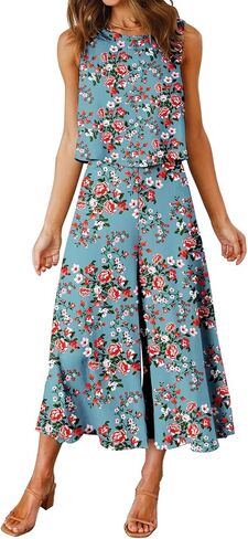 ROYLAMP Women's Summer 2 Piece Outfits Round neck Crop Basic Top Cropped Wide Leg pants Set Jumpsuits in Kuwait