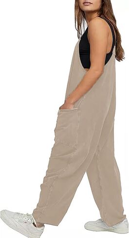 HAILTH Rompers for Women Casual Summer Jumpsuits Sleeveless Loose Spaghetti Strap Overalls Jumpers in Kuwait