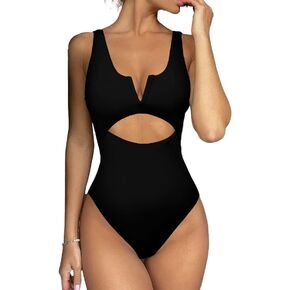 Meyeeka Womens One Piece Swimsuits Tummy Control Bathing Suit for Women Push Up Swimwear V Neck High Cut Monokini in Saudi Arabia