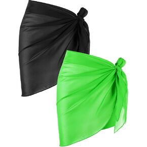 Chuangdi 2 Pieces Sarong Coverups for Women Bathing Suit Wrap Swimsuit Skirt Beach Bikini Cover Up Swimwear Chiffon in Saudi Arabia