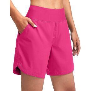 G Gradual Women's 7" Quick Dry Swim Board Shorts Swimming Bottoms High Waisted Beach Shorts for Women with Liner Pockets
