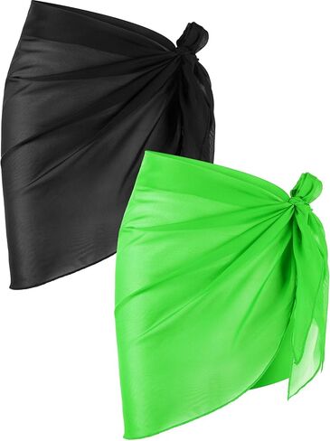 Chuangdi 2 Pieces Sarong Coverups for Women Bathing Suit Wrap Swimsuit Skirt Beach Bikini Cover Up Swimwear Chiffon in Kuwait