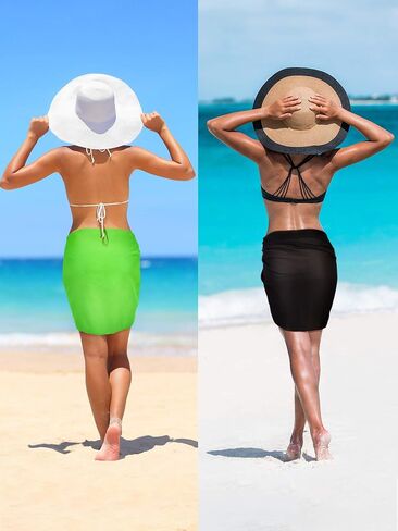 Chuangdi 2 Pieces Sarong Coverups for Women Bathing Suit Wrap Swimsuit Skirt Beach Bikini Cover Up Swimwear Chiffon in Kuwait