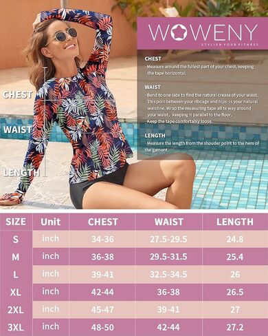 WOWENY Women Rash Guard Long Sleeve Swim Shirts UPF 50 Sun Protection Swimsuit Top Bathing Suit No Bottom in Kuwait