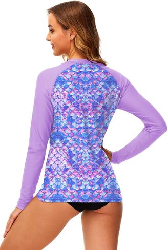 Deerose Women UPF 50+ Rash Guard Printed Swim Shirts Surf Swimwear Top in Kuwait