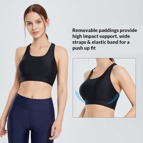 BALEAF Women's UPF 50+ Swim Bra Modest Bikini Top Quick Dry Workout Sport Bra Under Rash Guard in Kuwait