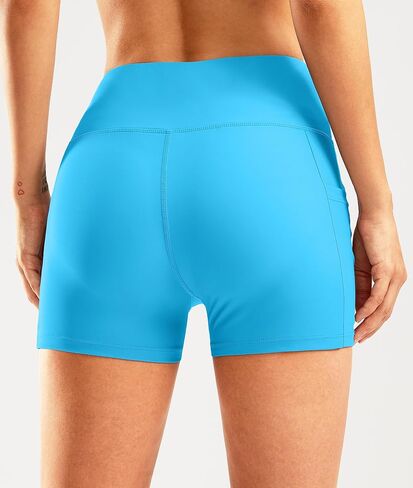 Pudolla Womens Swim Shorts High Waisted Bathing Bottom Shorts Tummy Control Board Swimsuit with Pockets in Kuwait