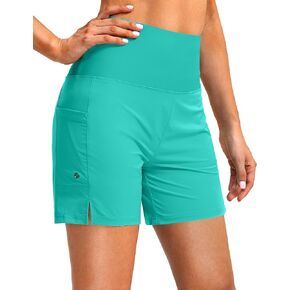 G Gradual Women's 5" High Waisted Swim Board Shorts with Phone Pockets UPF 50+ Quick Dry Beach Shorts for Women with Liner