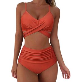 SUUKSESS Women Wrap Bikini Set Push Up High Waisted 2 Piece Swimsuits
