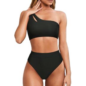 MOOSLOVER Women Cutout One Shoulder High Waisted Bikini High Cut Two Piece Swimsuits in Saudi Arabia
