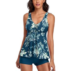 Vintage American Flag Tankini Swimsuits for Women's Two Piece Tummy Control Swimwear Bathing Suits with Boyshort in Saudi Arabia