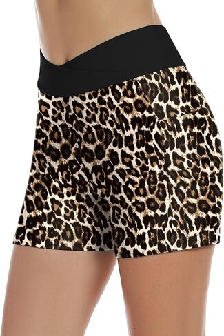 Tournesol Women's 5" Swim Shorts High Waisted Swimsuit Bottoms Cross Waist Bathing Suit Swimwear Boy Shorts with Pocket in Kuwait