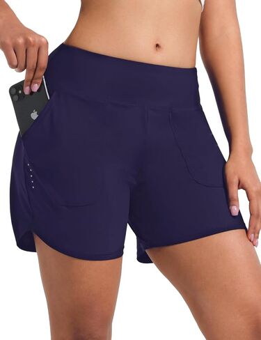 BVVU Women's 5 inch Swim Board Shorts Tummy Control Swimsuit Bottoms UPF50+ High Waisted Beach Shorts for Women with Liner in Kuwait