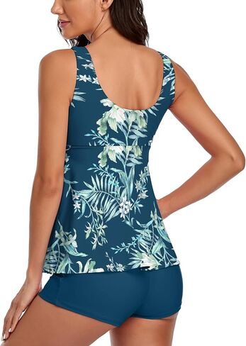 Vintage American Flag Tankini Swimsuits for Women's Two Piece Tummy Control Swimwear Bathing Suits with Boyshort in Kuwait