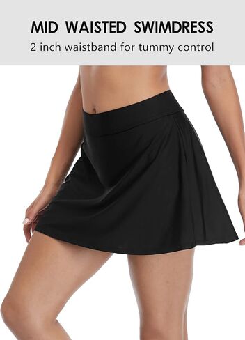beautyin Women's Solid Swim Skirt Build-in Brief Tummy Control Tankini Bottoms in Kuwait