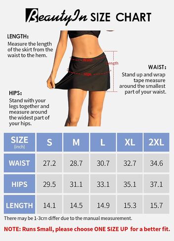beautyin Women's Solid Swim Skirt Build-in Brief Tummy Control Tankini Bottoms in Kuwait