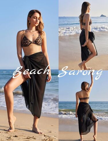 Ekouaer ملابس السباحة النسائية Sarong Coverups الشيفون طويل بيكيني يلتف شير شاطئ ثوب السباحة التستر in Kuwait