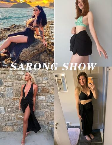 Ekouaer ملابس السباحة النسائية Sarong Coverups الشيفون طويل بيكيني يلتف شير شاطئ ثوب السباحة التستر in Kuwait