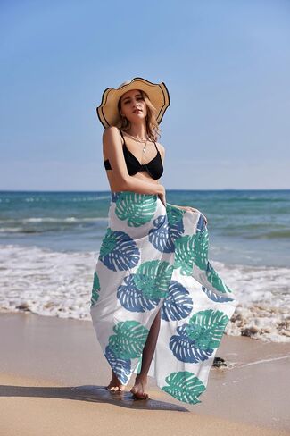 Ekouaer ملابس السباحة النسائية Sarong Coverups الشيفون طويل بيكيني يلتف شير شاطئ ثوب السباحة التستر in Kuwait