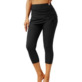 Pinup Fashion Swim Pants High Waisted Swimming Skirted with Leggings Surf Capris Wetsuit Pants UV Swim Board Shorts for Women