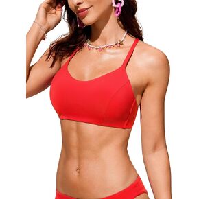 CRZ YOGA Women's Bikini Top Lace Up Swimsuits Crisscross Bathing Suit Swim Sports Bra Padded