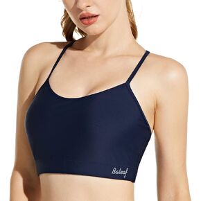 BALEAF Women's Swim Sports Bra Tops Built in Bra Modest Bikini Top Adjustable Straps UPF 50+