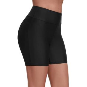 Yilisha Womens Tummy Control Swim Shorts Black Plus Size High Waisted Bikini Bottoms Swimsuit Shorts Swim Bottoms Swimwear