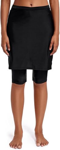 Micosuza Womens Skirted Swim Capris Sun Protective UPF 50+ Swimming Tight with Attached Skirt Sport Leggings in Kuwait