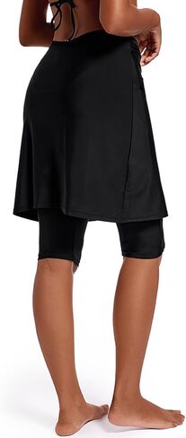 Micosuza Womens Skirted Swim Capris Sun Protective UPF 50+ Swimming Tight with Attached Skirt Sport Leggings in Kuwait