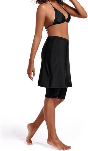 Micosuza Womens Skirted Swim Capris Sun Protective UPF 50+ Swimming Tight with Attached Skirt Sport Leggings in Kuwait