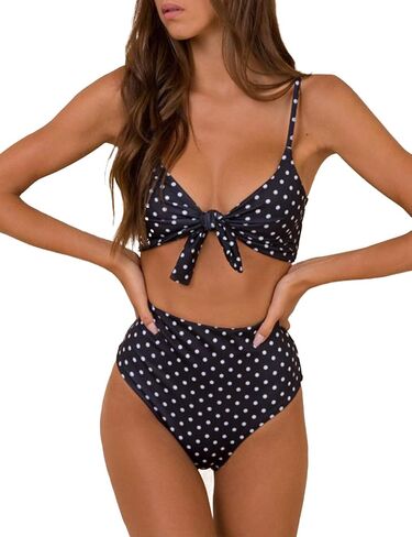 Blooming Jelly Womens High Waisted Bikini Set Tie Knot High Rise Two Piece Swimsuits Bathing Suits in Kuwait