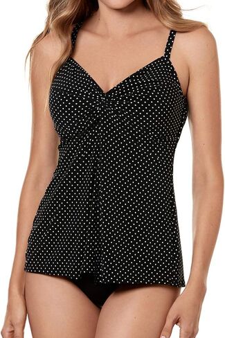 Miraclesuit ملابس السباحة النسائية دبوس نقطة الحب عقدة العنق على شكل قلب كامل التمثال دعم Underwire البرازيلي Tankini ثوب السباحة أعلى in Kuwait