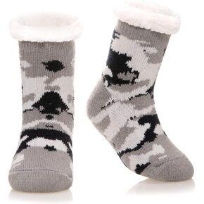 Kids Boys Girls Fuzzy Slipper Socks Soft Warm Thick Fleece lined Christmas Stockings For Child Toddler Winter Home Socks