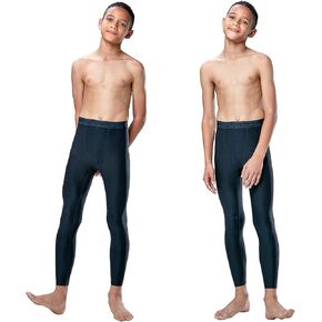 DEVOPS 2 Pack Youth & Boys Thermal Compression Baselayer Sport Tights Fleece Lined Pants & Long Sleeve Top